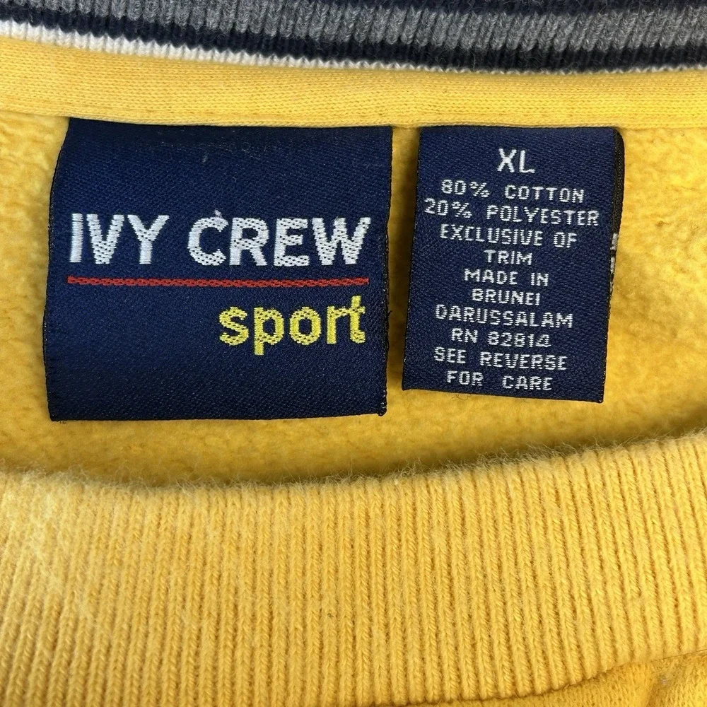Yellow Crewneck Sweatshirt XL Oversized Preppy Minimal Ivy Crew‎ Sport
